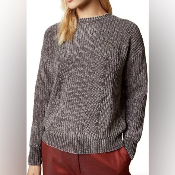 Ted Baker Sweaters - Ted Baker Innia Chenille Woven Super Soft Relaxed Sweater Grey